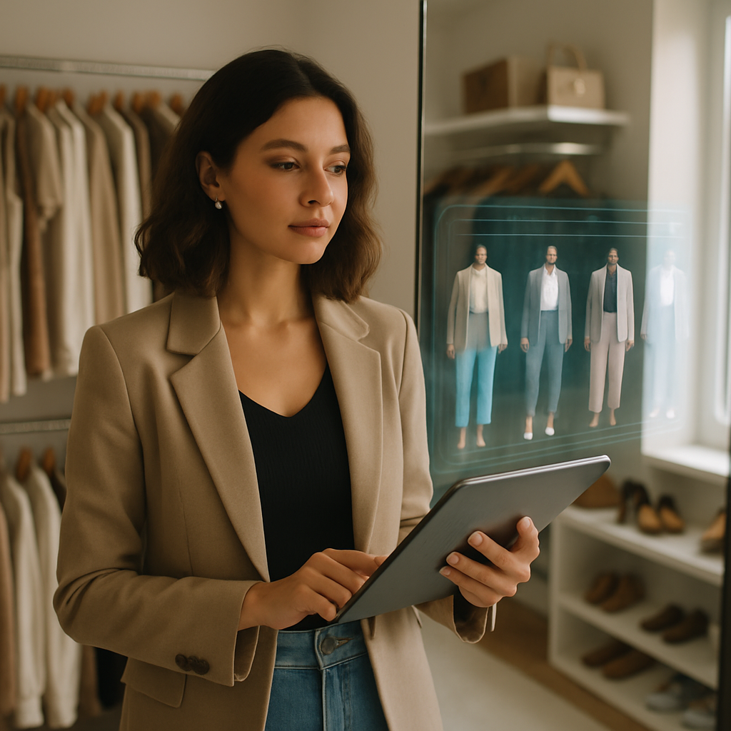 Stylish outfit curated by AI displayed on a mannequin